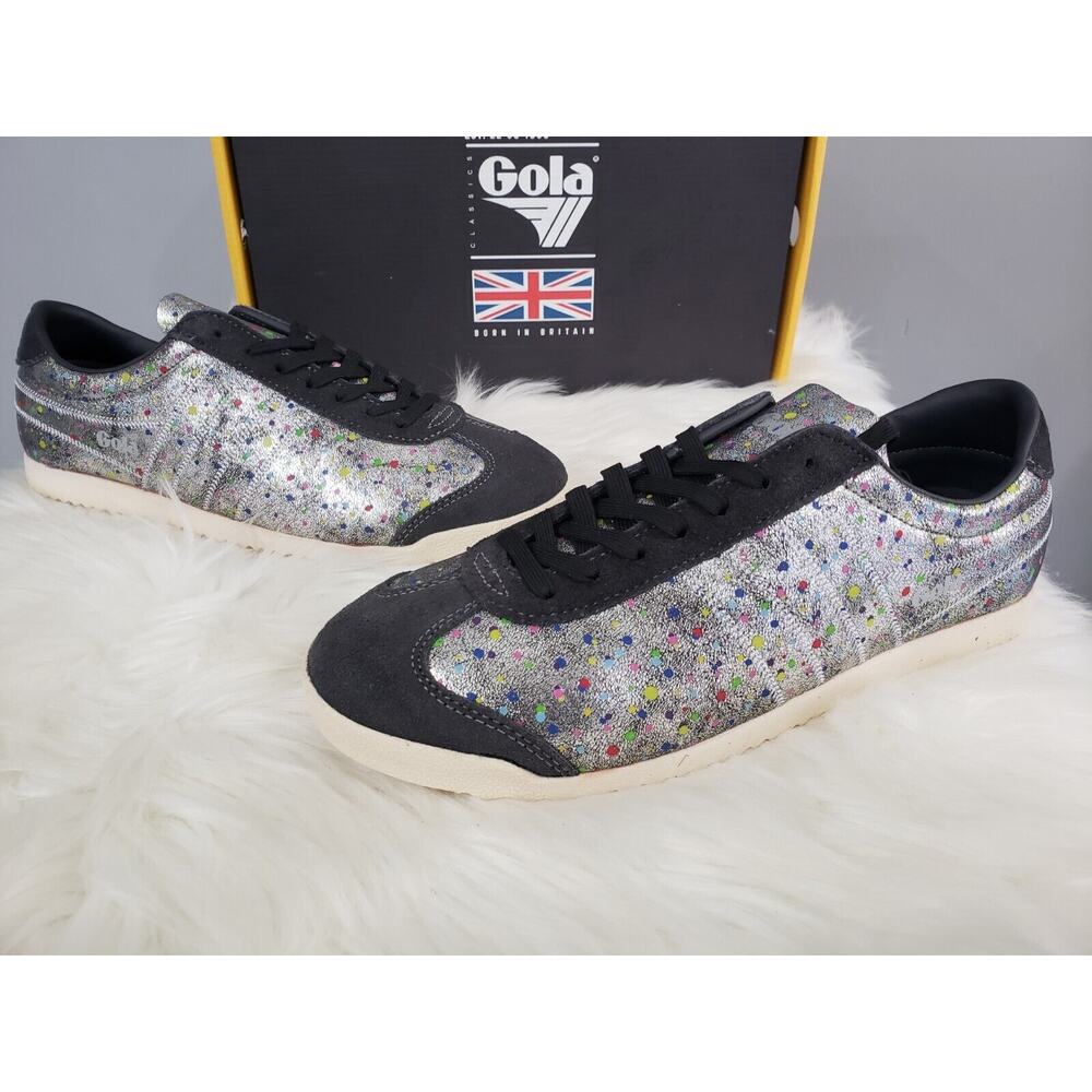 NEW Gola Bullet Shimmer Dot Sneakers Size 9 CLA411 Charcoal‎ Womens Metallic